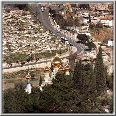 Jerusalem.View of Russian Church of Mary Magdaline